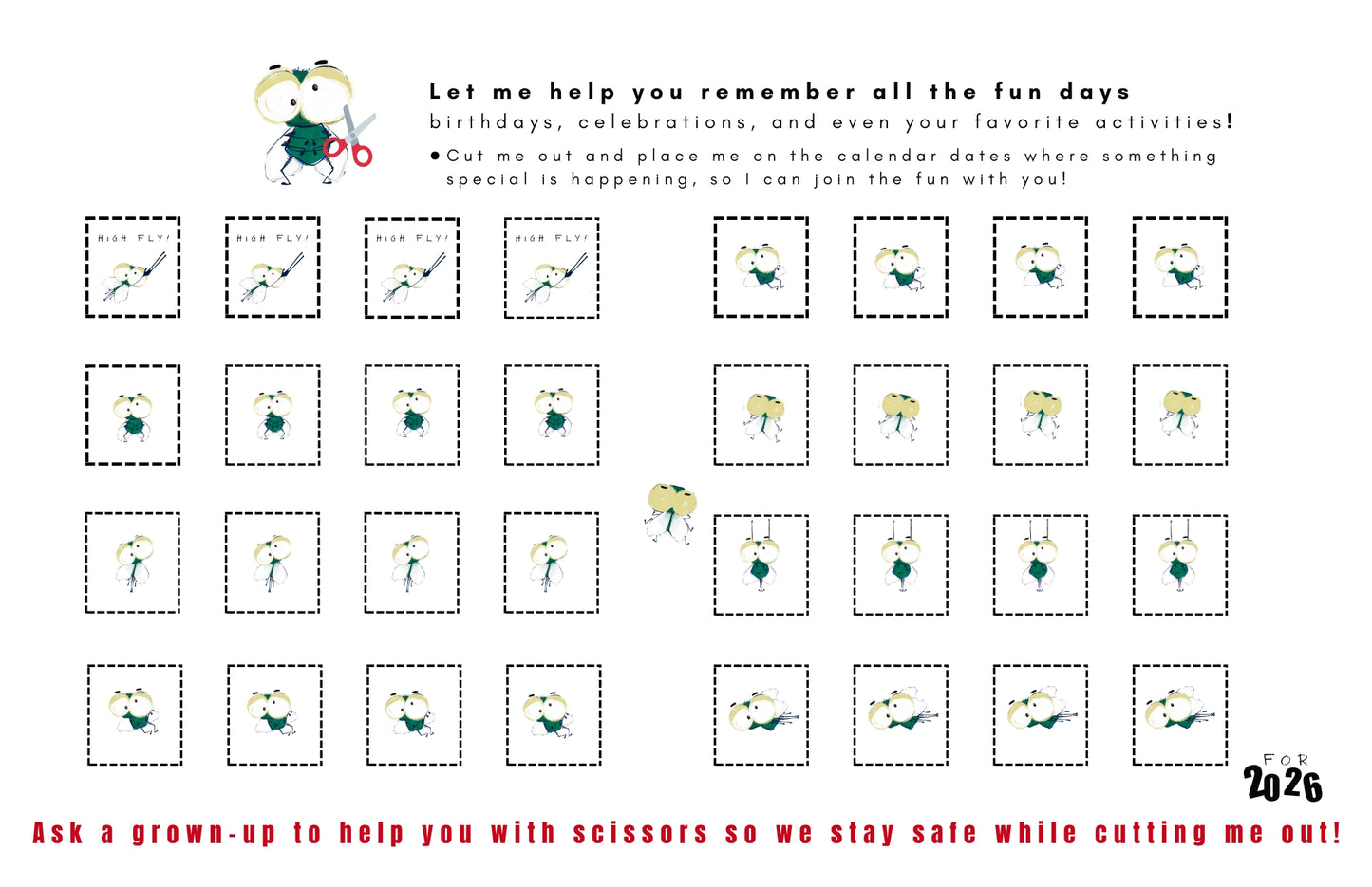 Mouche calendar 2026 - fun learning for kids
