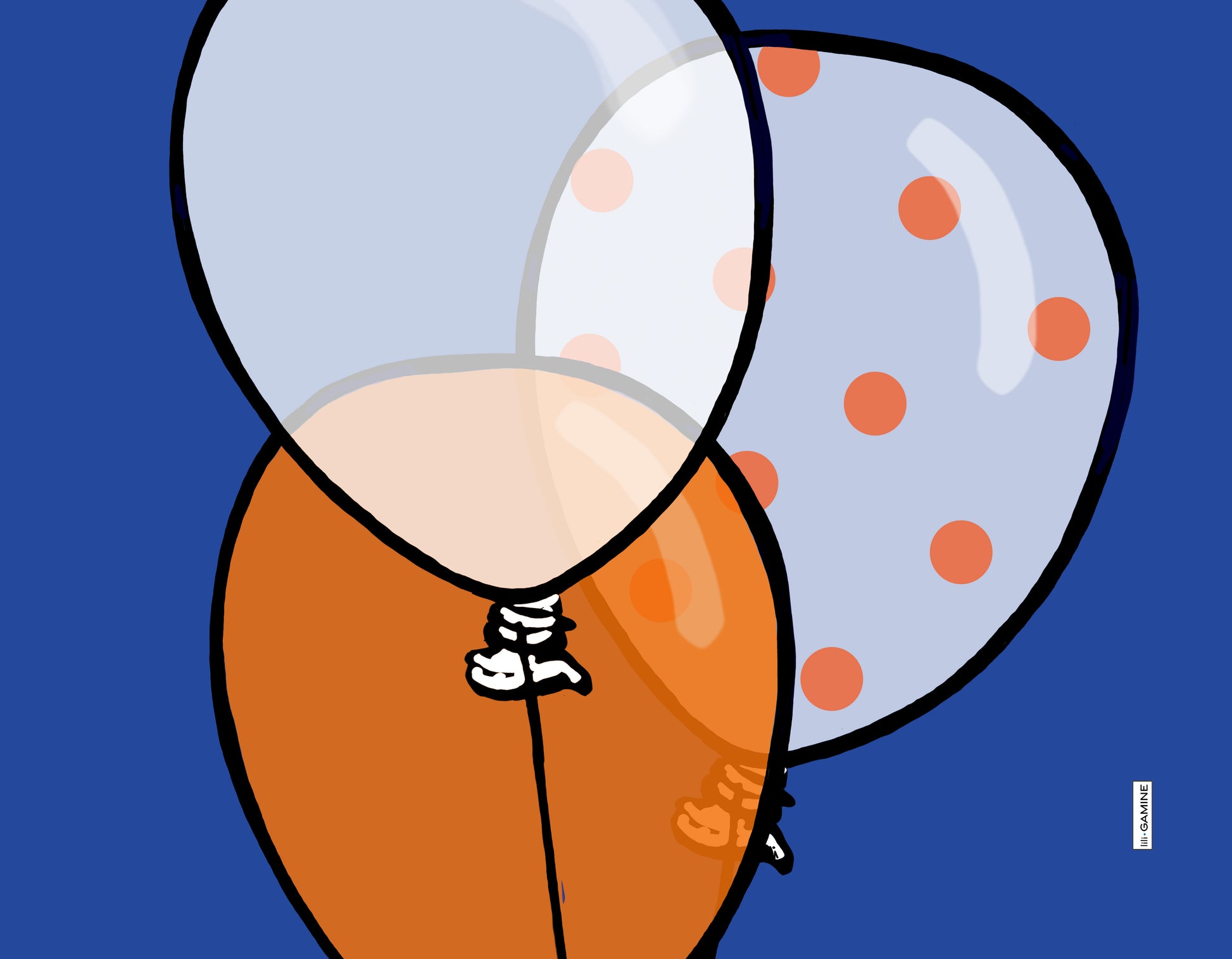Orange Balloons on a Blue Background