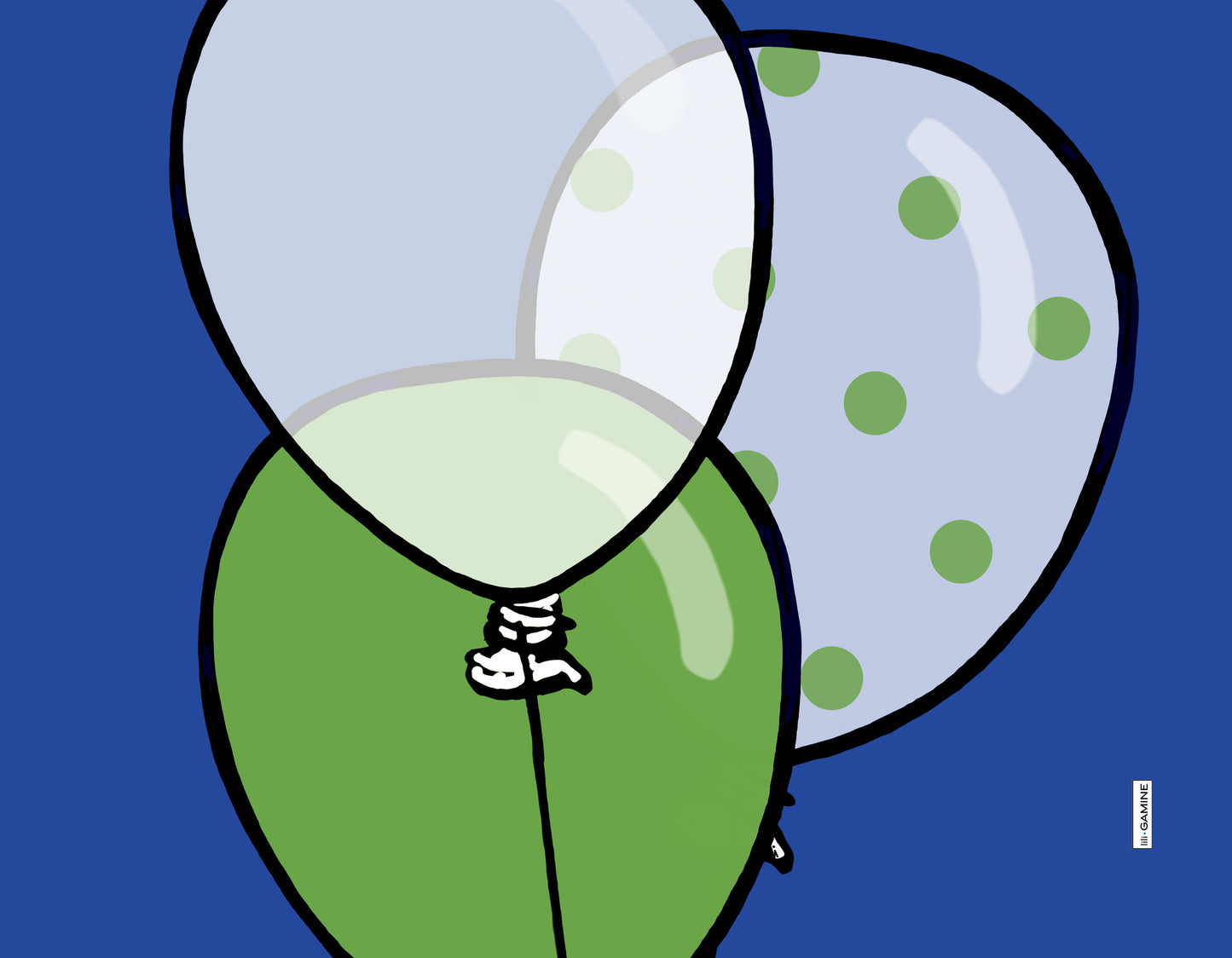 Green Balloons on a Blue Background