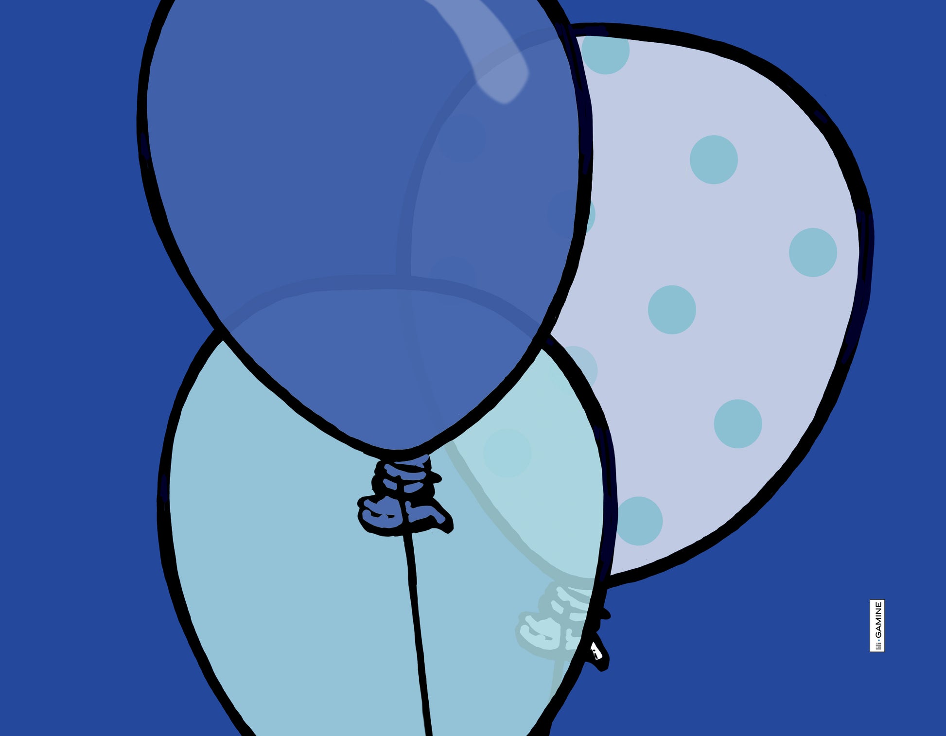 Balloons on a Blue Background by Lili Gamine
